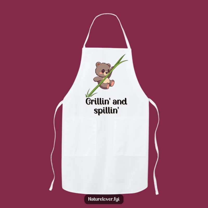 Funny Bear Cub Grass Slide Apron - Hilarious Outdoor Cooking