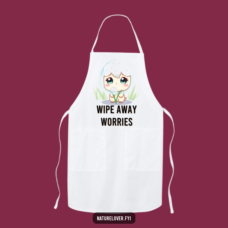 Funny Dewdrop Observer Apron: Cute Curious Character's Giant Shimmering Surprise Kitchenware