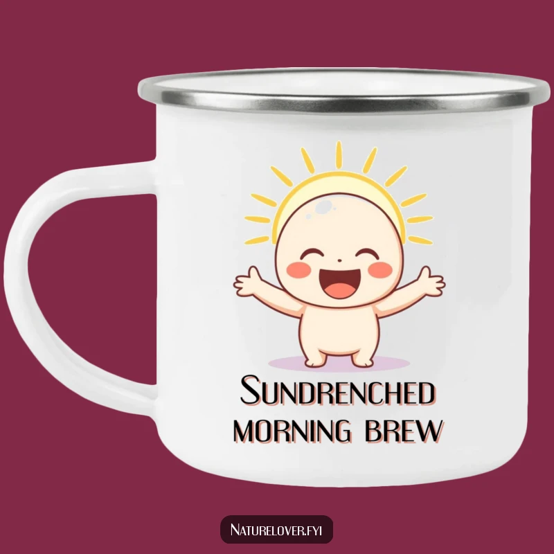 Funny Campfire Sunshine Mug: Happy Character Outdoors, a Rugged Funny Gift.