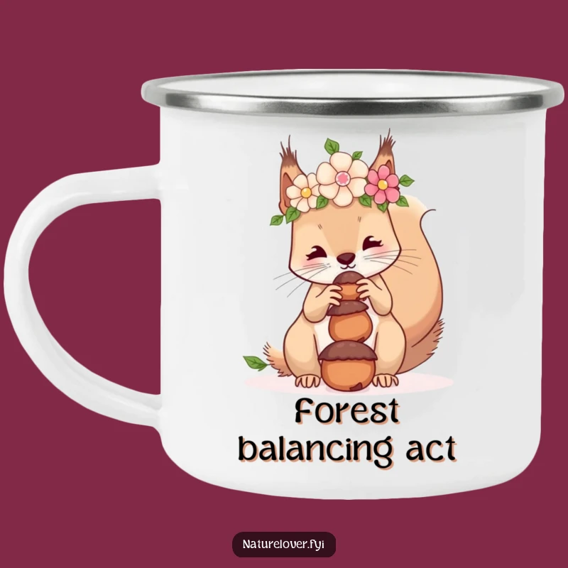 Funny Squirrel Flower Crown Camping Mug: Sip Nature's Humor