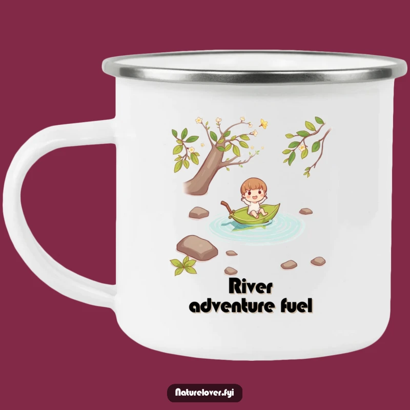 Funny Leaf Boat Camping Mug: Adventure Fuel with a Joyful Stream Journey!
