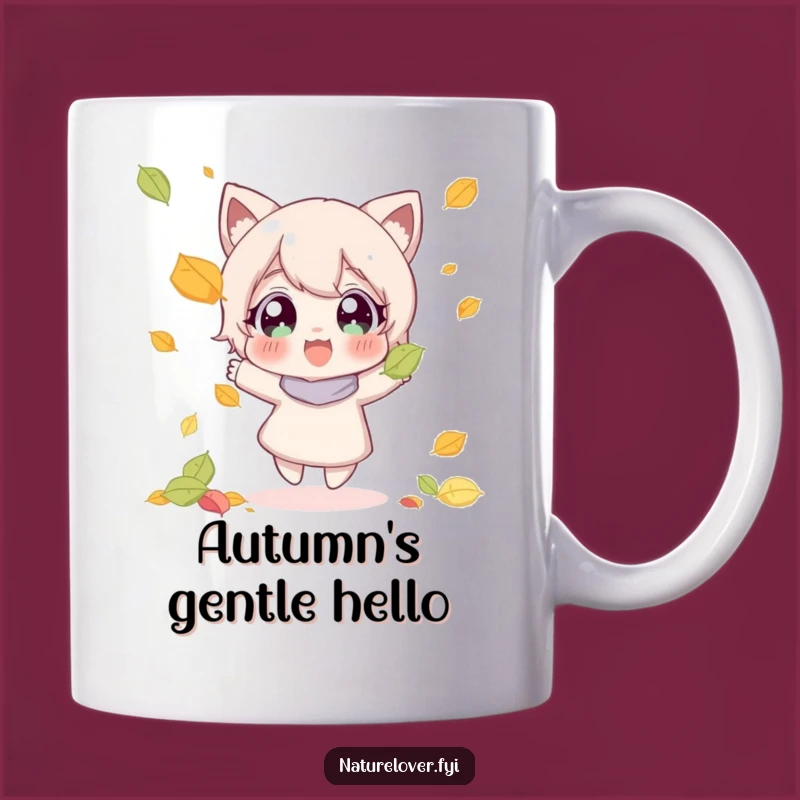 Funny Autumn Mug: Character's Leaf Catch Joy, Perfect Seasonal & Cozy Gift
