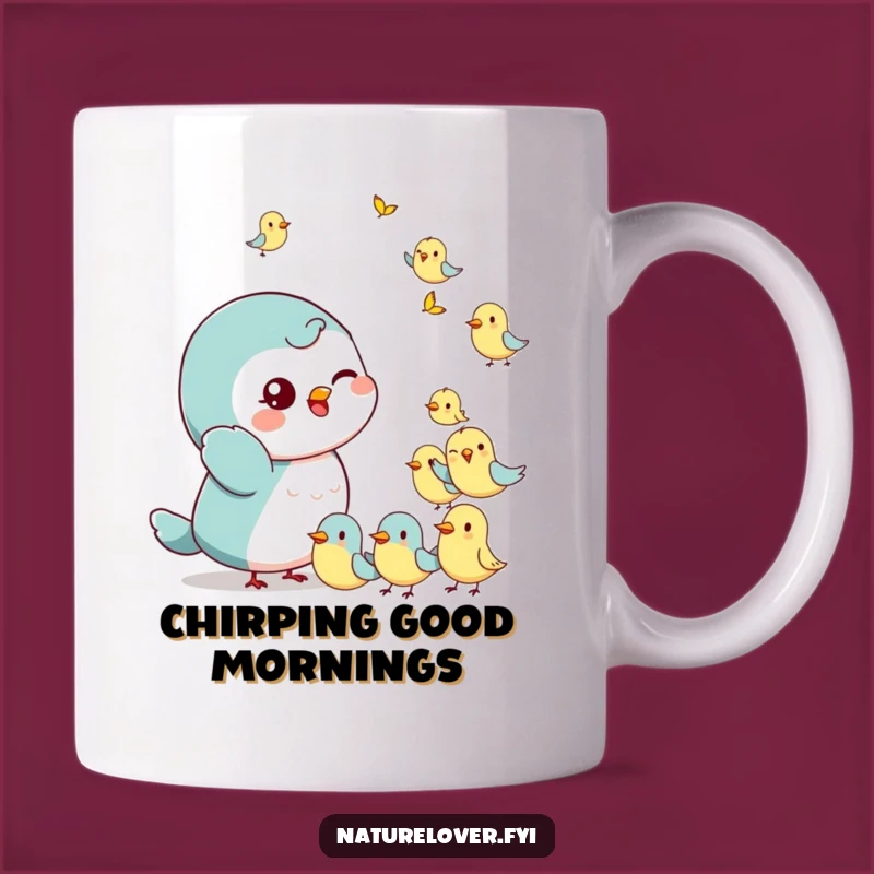 Funny Bird Wisher Mug: Playful Character's Cheerful Flock Surprise Gift