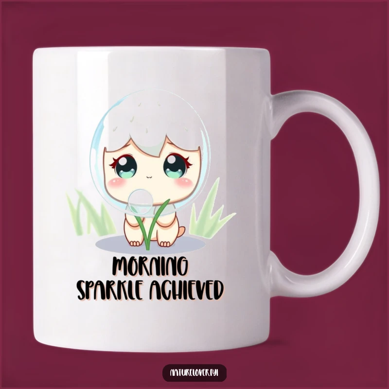 Funny Dewdrop Observer Mug: Cute Curious Character's Giant Shimmering Surprise Gift