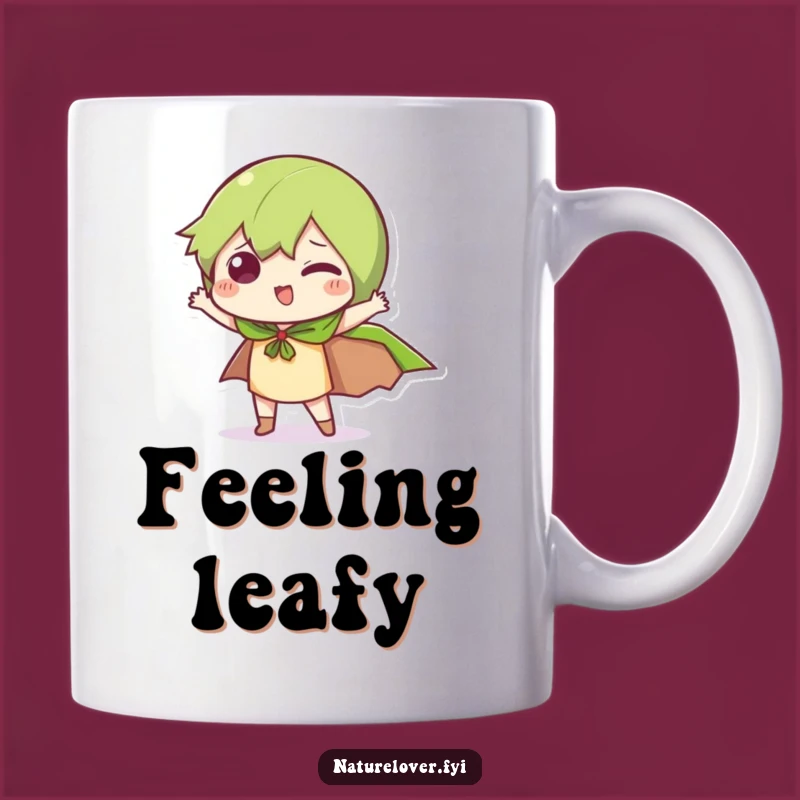 Funny Leaf Cape Mug: Adorable Character's Hero Pose, Perfect Funny Gift for Little Superheroes