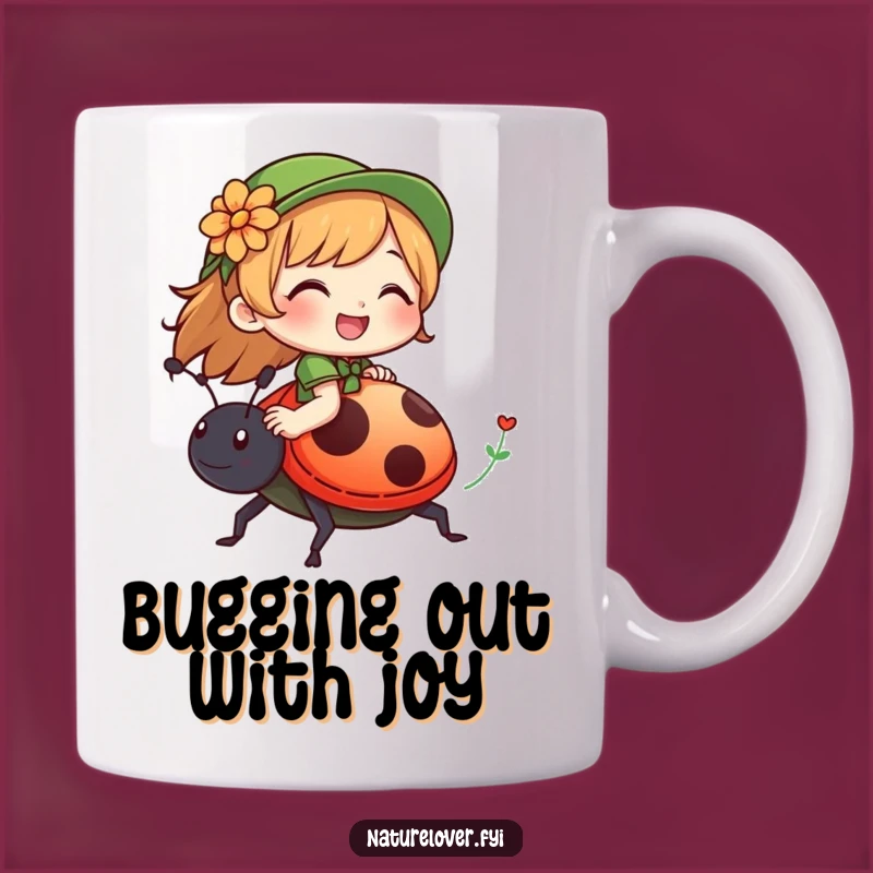 Funny Nature Lover Ladybug Mug: Giggling Ride, Perfect Gift