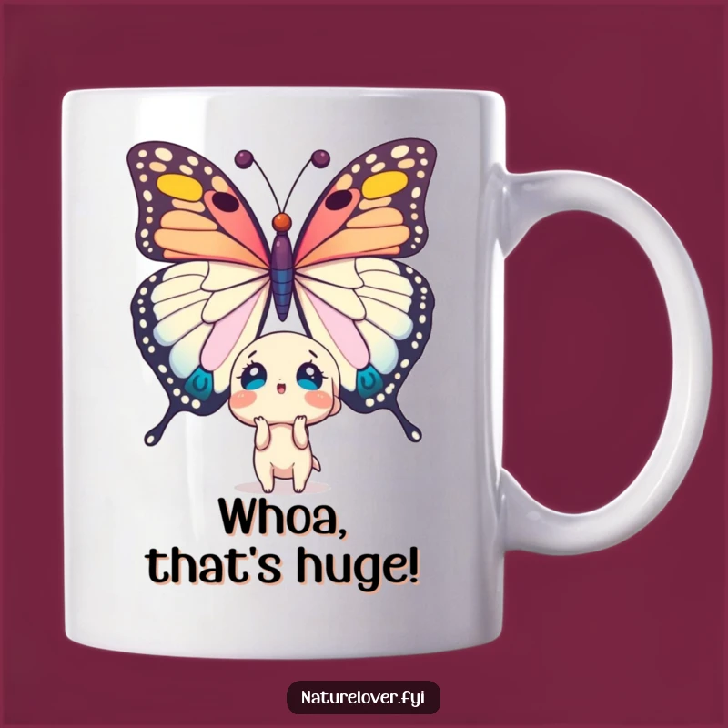 Funny Surprised Character Butterfly Encounter Mug - A Hilarious Gift for Nature Lovers