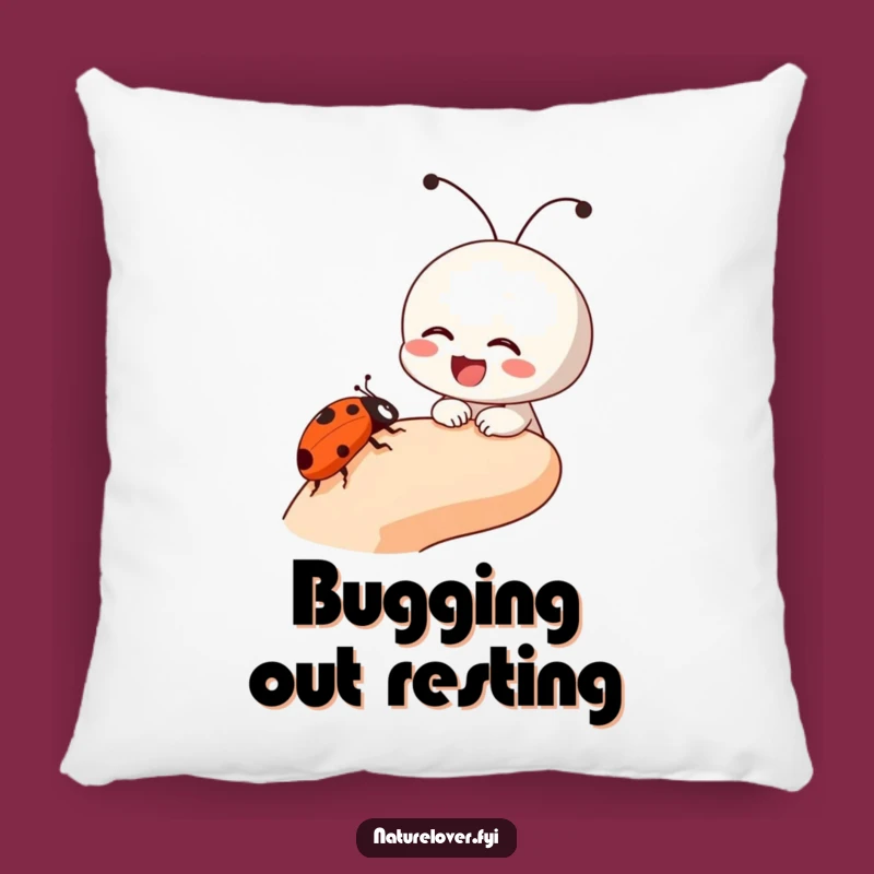 Cozy Funny Ladybug Pillow: Small Character Laughing, Comfy Funny Gift Cushion
