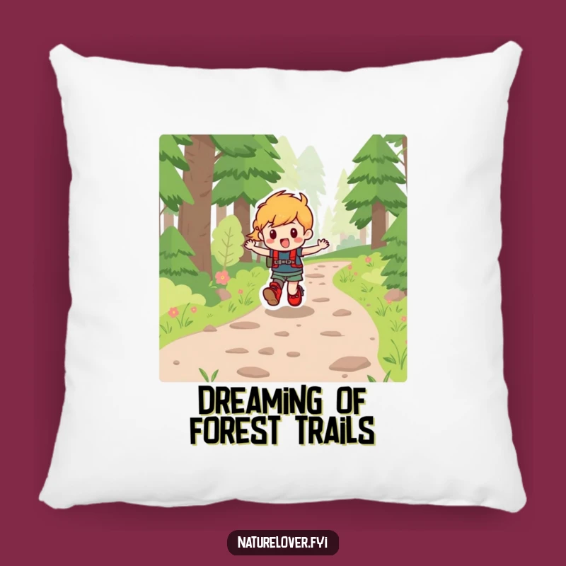 Funny Outdoor Pillow: Character's Trail Joy, Comfy & Cheerful Hiking Decor Gift