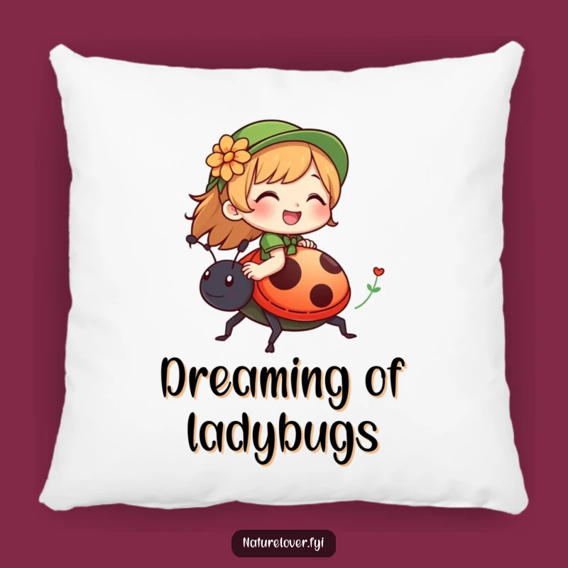 Funny Nature Lover Ladybug Pillow: Cozy Giggle, Hilarious Accent