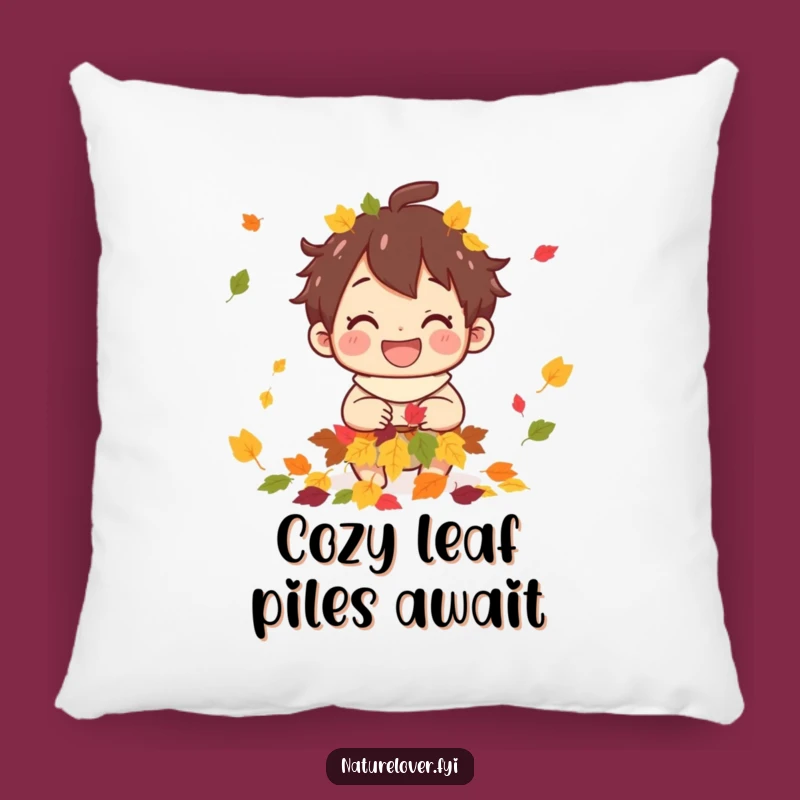 Funny Leaf Collector Pillow: Cozy Autumn Character Comfort
