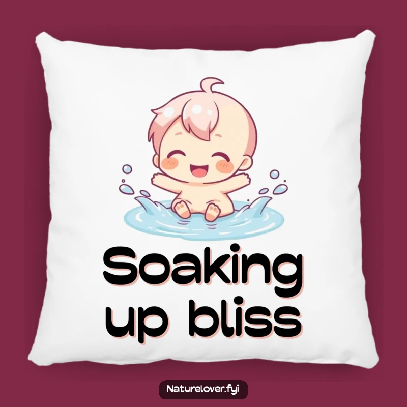 Funny Puddle Splash Pillow: Character's Happy Moment, Soft Comfort, Funny Gift