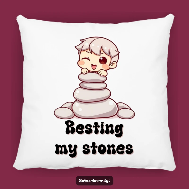 Funny Stone Balance Pillow: Comfy Witty Character Cushion