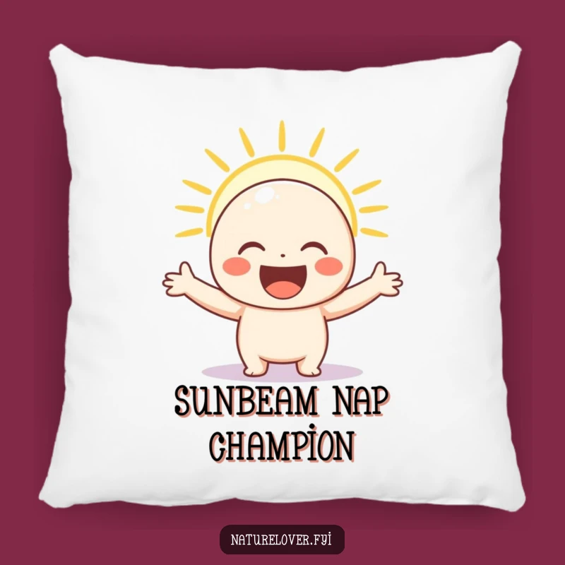 Funny Sunshine Comfort Pillow: Happy Character Hugging Light, a Cozy Funny Gift.