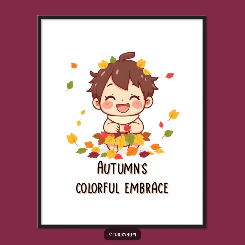 Funny Leaf Collector Digital Art: Instant Autumn Joy Print