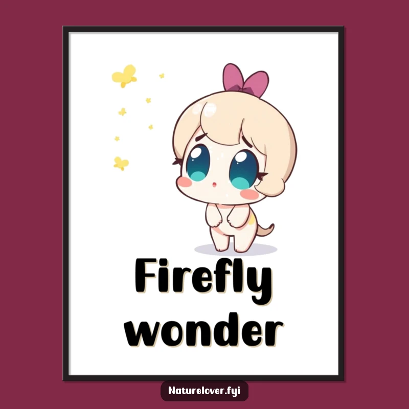 Magical Firefly Wonder Digital Art: Cute Amazed Character, Whimsical Funny Gift