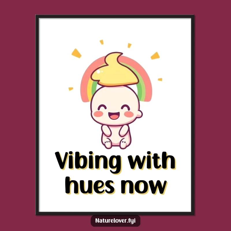 Funny Digital Art: Tiny Character's Rainbow Wonder for Joyful Decor