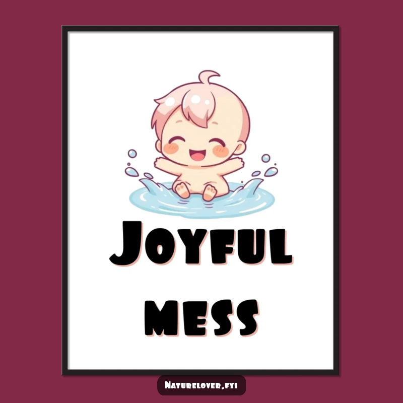 Funny Puddle Splash Digital Art: Joyful Character's Scene, Printable Funny Gift
