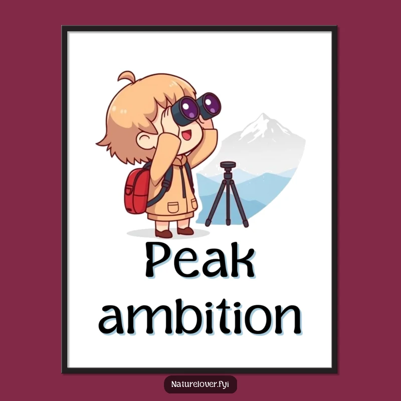 Funny Summit Bound Digital Art: Explorer, Mountain, Instant Funny Gift Download