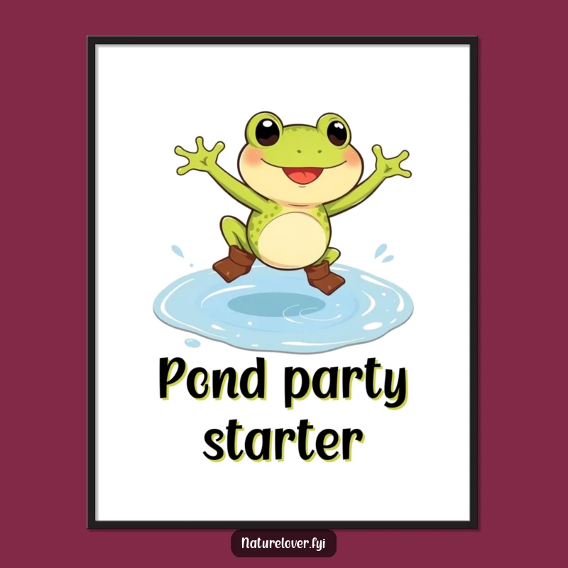 Funny Frog Boots Puddle Digital Art - Instant Joyful Download