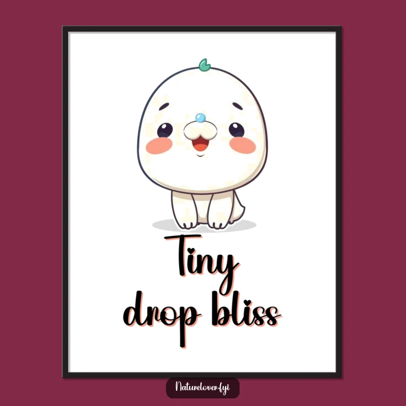 Funny Raindrop Smile Digital Art - Cheerful Character Print for Instant Joy