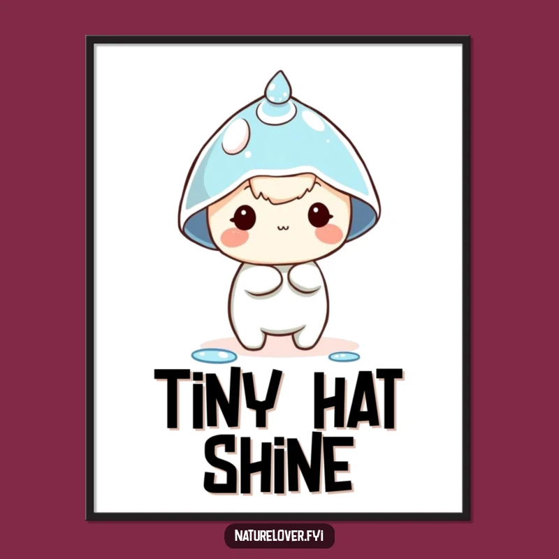 Funny Dewdrop Hat Digital Art - Tiny Character Comical Wall Decor
