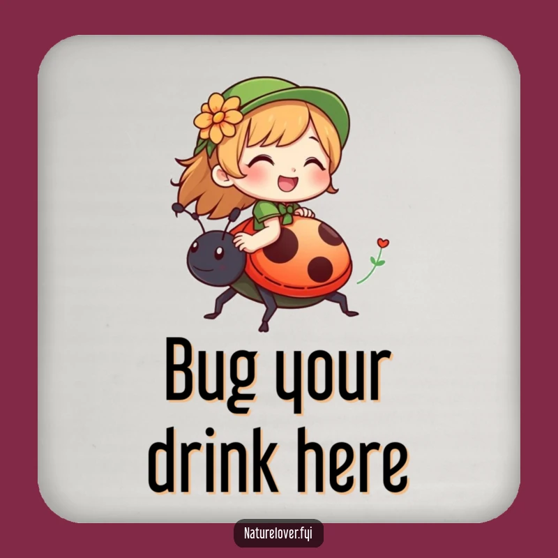 Funny Nature Lover Ladybug Coaster: Protect Surfaces with Whimsy