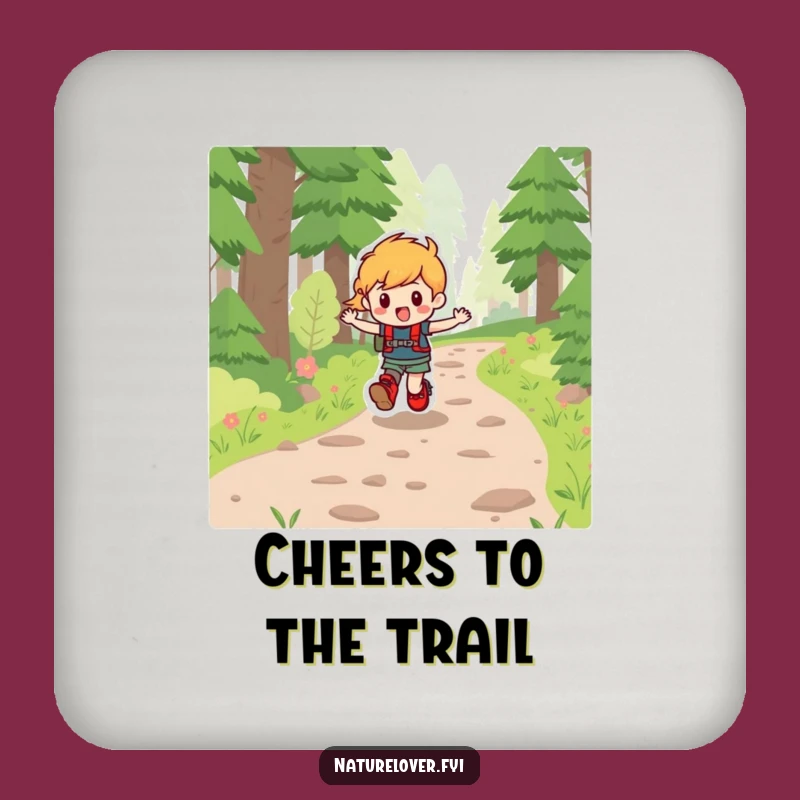 Funny Drink Coaster Set: Character's Forest Skip, Protect Surfaces with Outdoor Charm