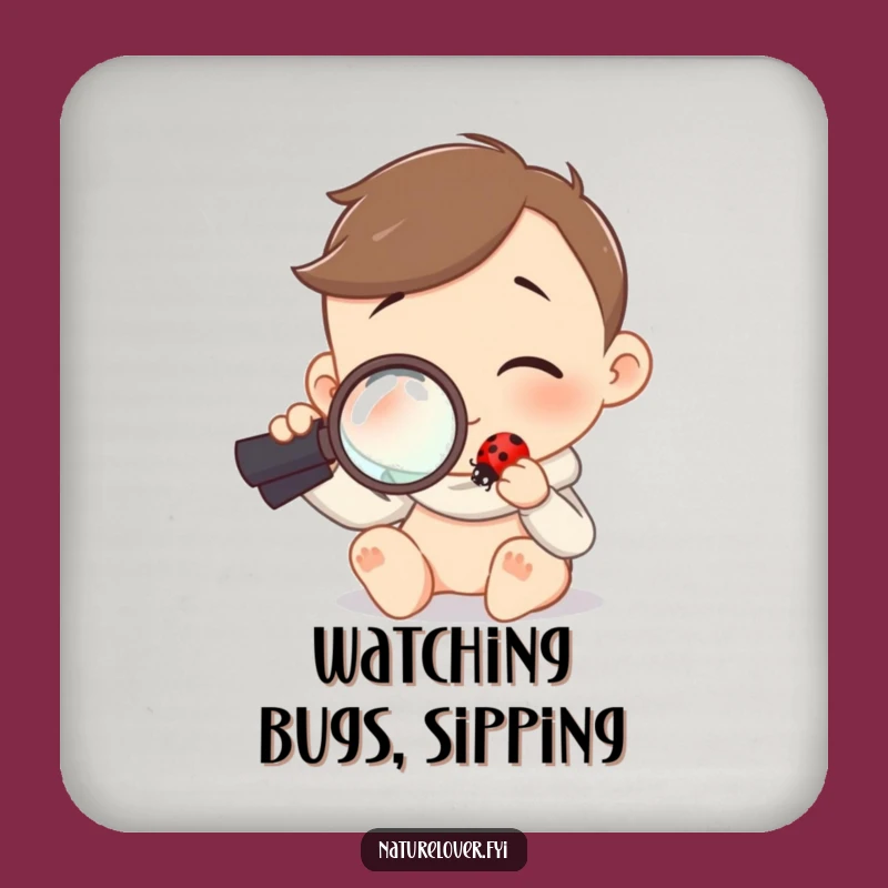 Funny Drink Coaster Set: Character's Ladybug Study, Protect Surfaces with Nature Charm