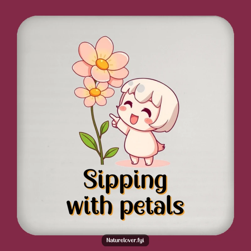 Funny Drink Coaster Set: Cute Character's Bloom Admiration, Protect Surfaces with Style