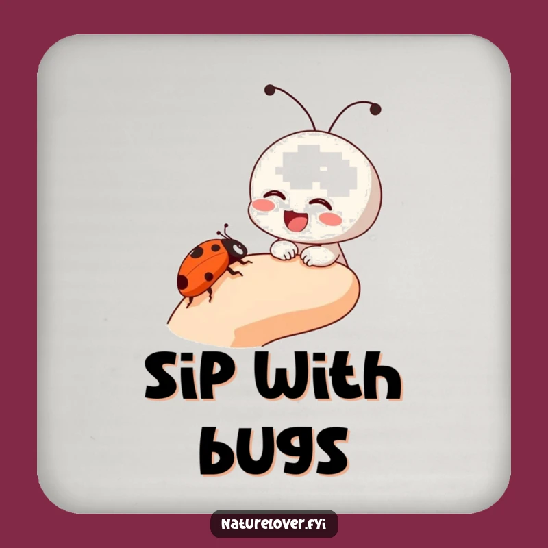 Funny Ladybug Coaster: Small Character Laughing, Perfect Funny Gift for Tables