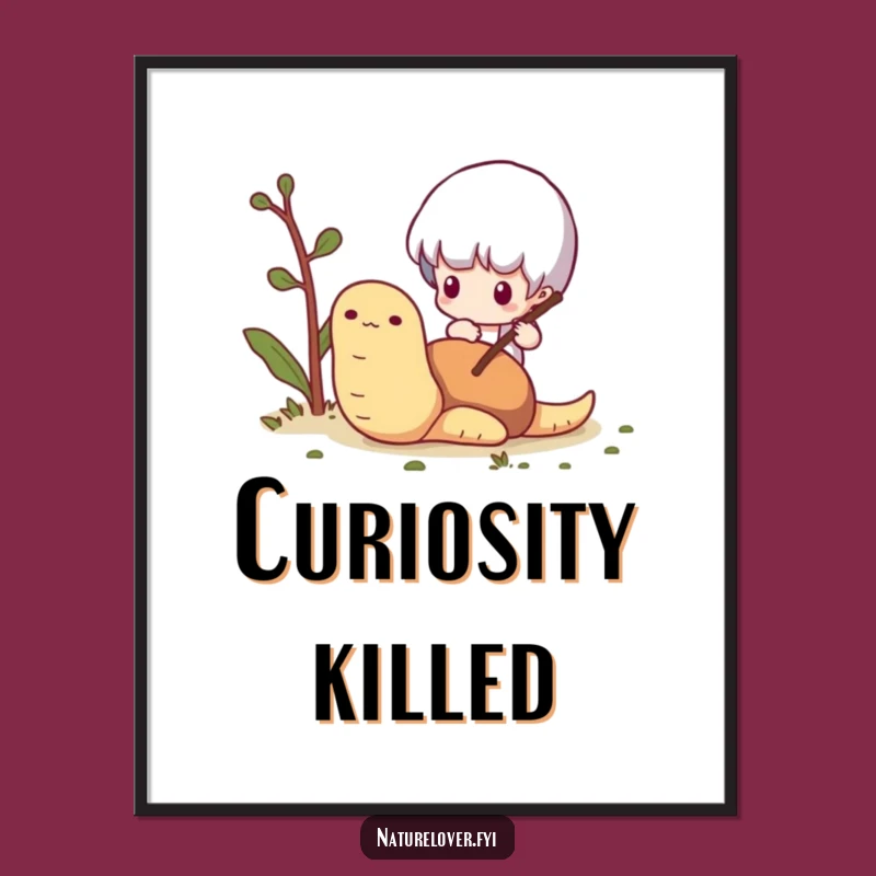 Funny Worm Curiosity Poster: Charming Tiny Character Art, a Delightful and Funny Gift for Any Room