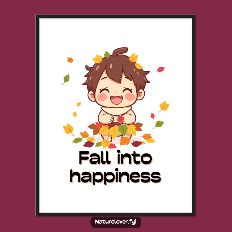 Funny Leaf Collector Poster: Vibrant Autumn Character Art
