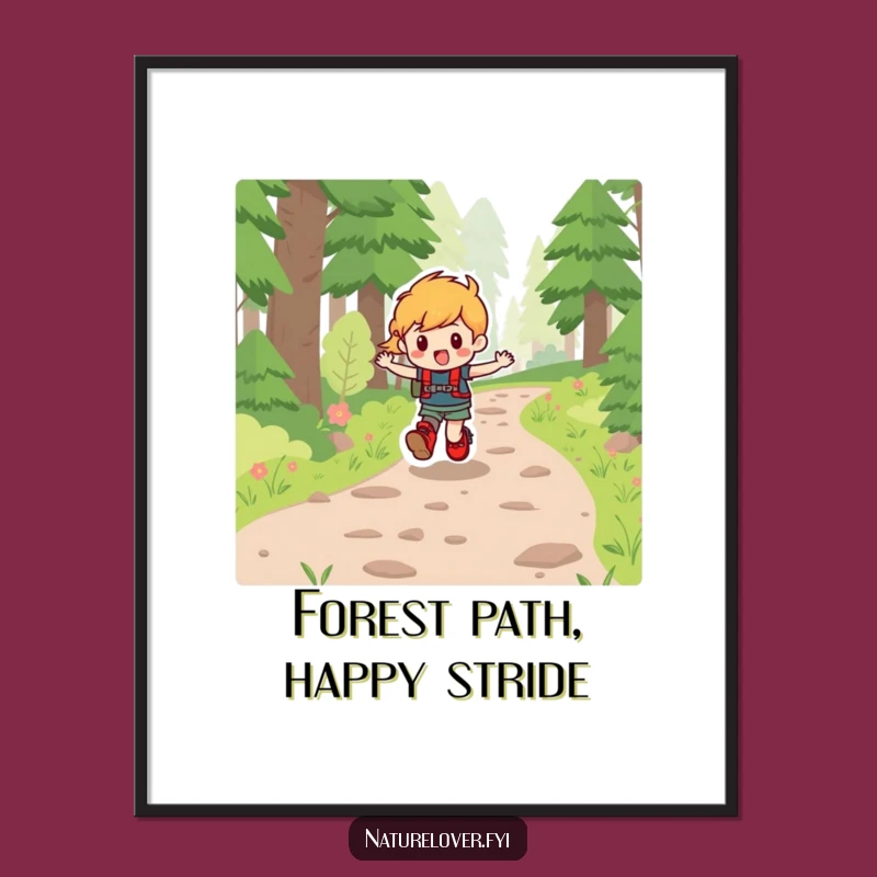 Funny Nature Poster: Character's Merry Hike, Inspiring Forest Wall Art Decor Gift
