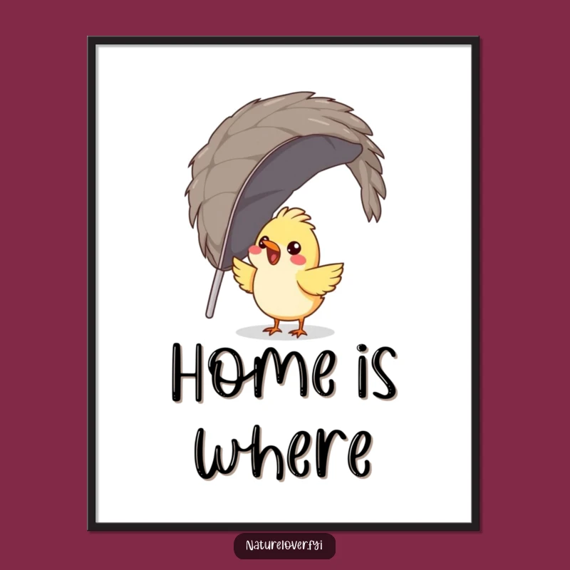 Funny Bird Giant Feather Nest Poster - Whimsical Wall Art