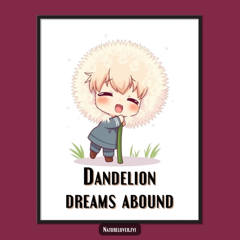 Funny Dandelion Poster: Character's Big Hug, Inspiring Whimsical Wall Art Decor Gift