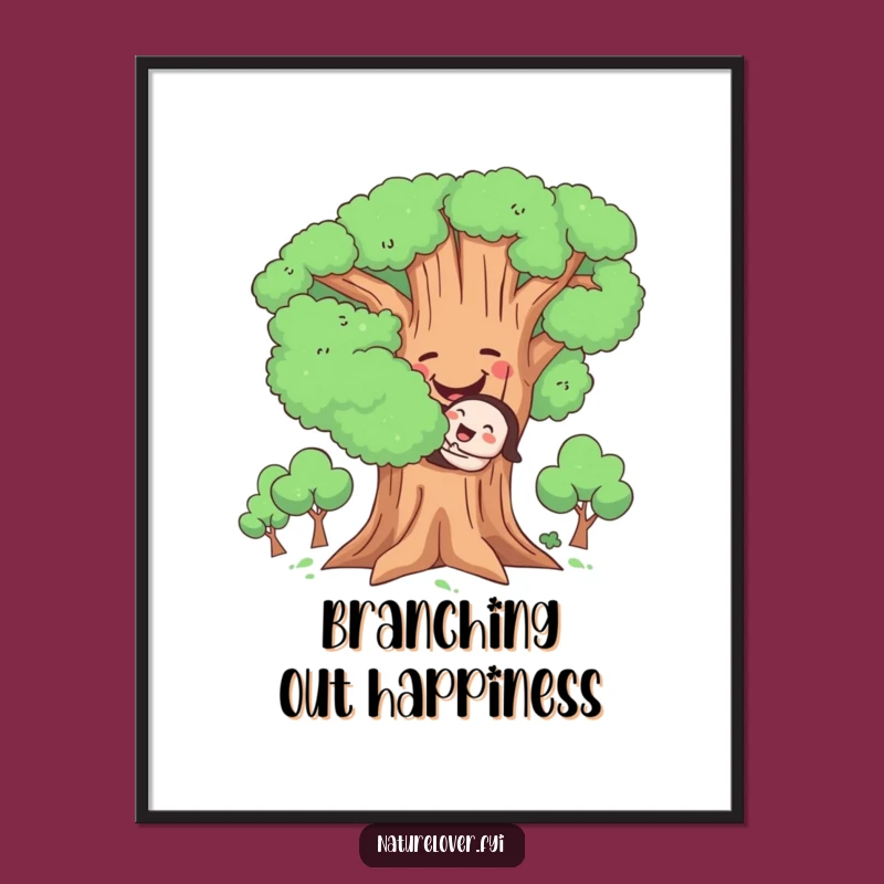 Funny Hugging Tree Poster: Charming Art of Nature's Embrace