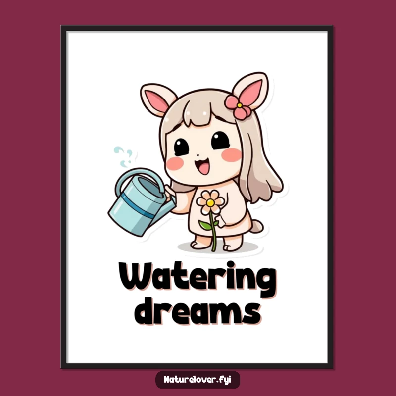 Funny Nurturing Dreams Poster: Gardener Character, Flower Art, Humorous Funny Gift