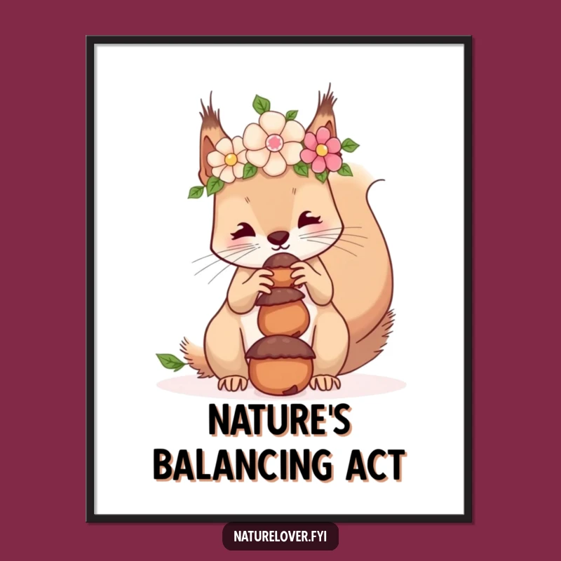 Funny Squirrel Flower Crown Poster: Charming Wall Art for Any Room
