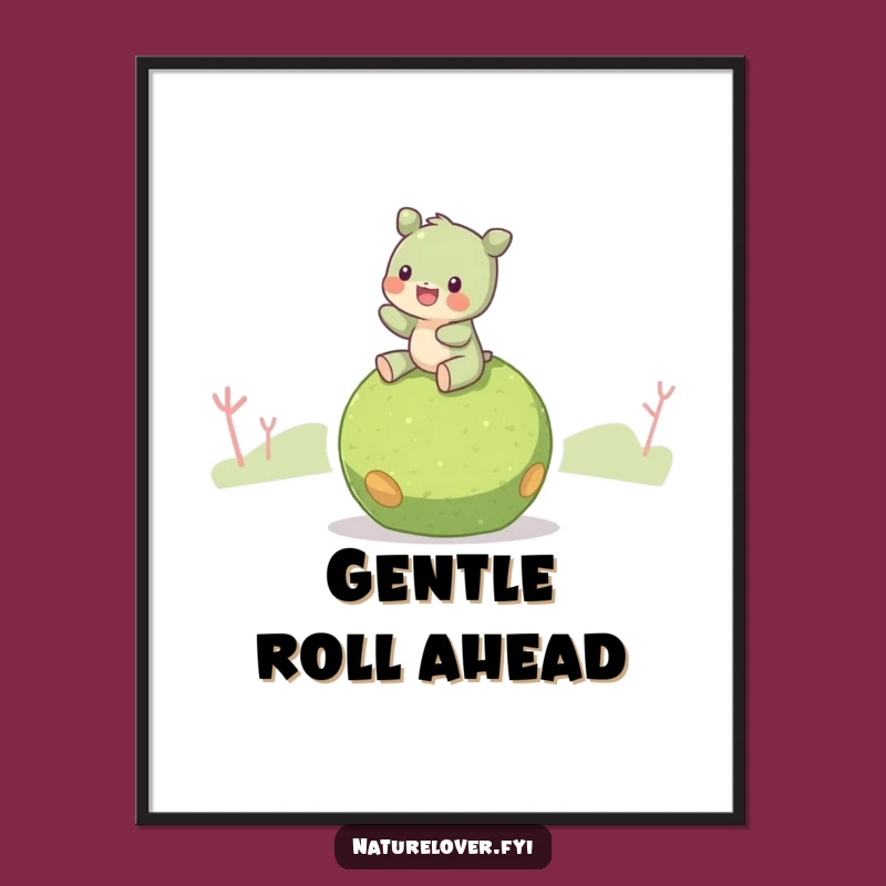 Funny Moss Ball Rider Poster: Nature Wall Art - A Tranquil Funny Gift for Decor!