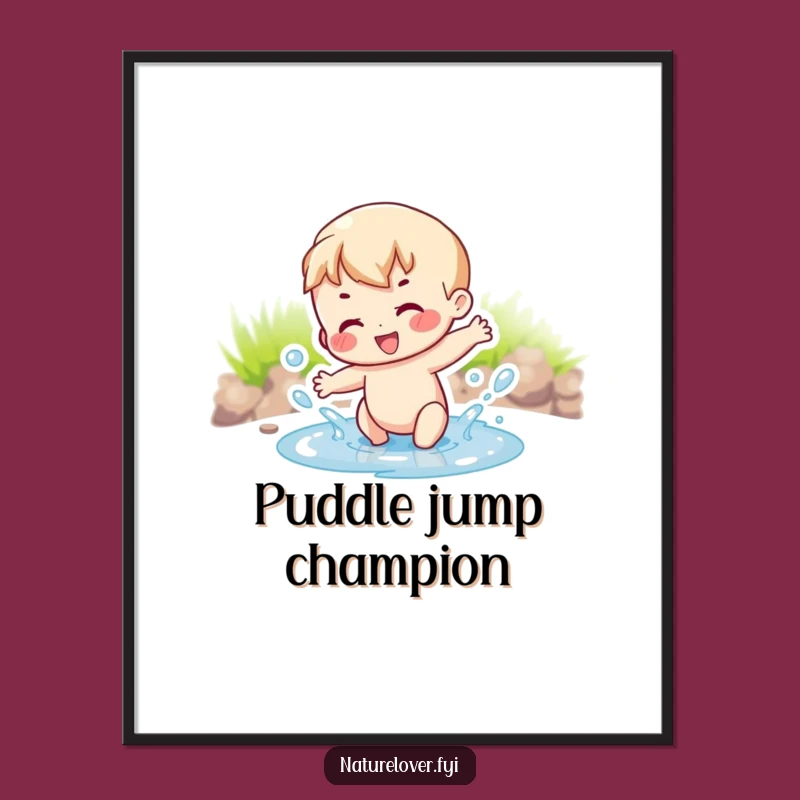 Funny Puddle Joy Art Poster - Happy Character, Perfect Funny Gift