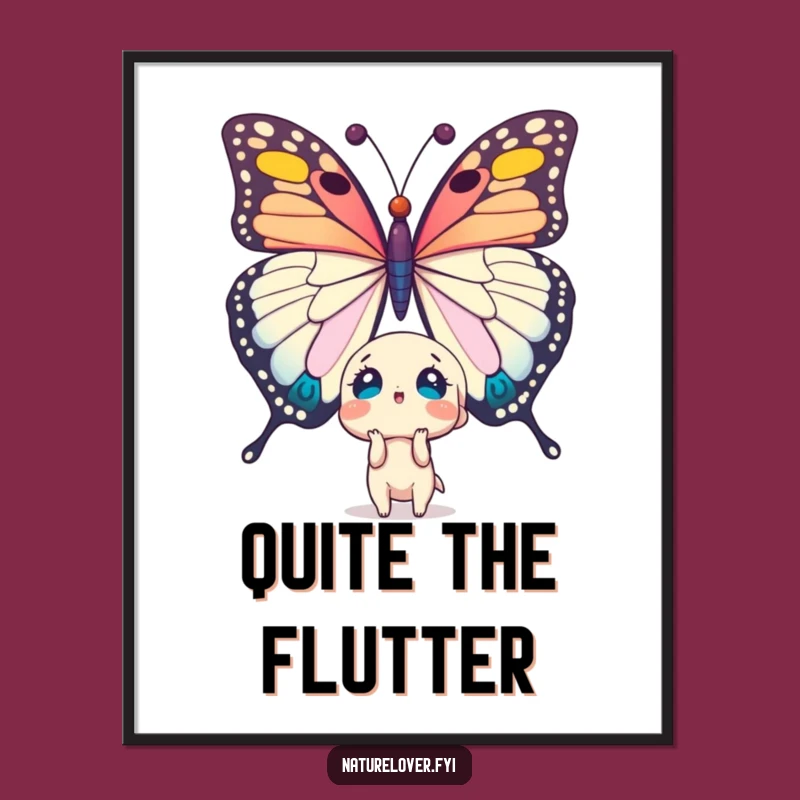 Funny Surprised Character Butterfly Poster - Wall Art for Humorous Collections