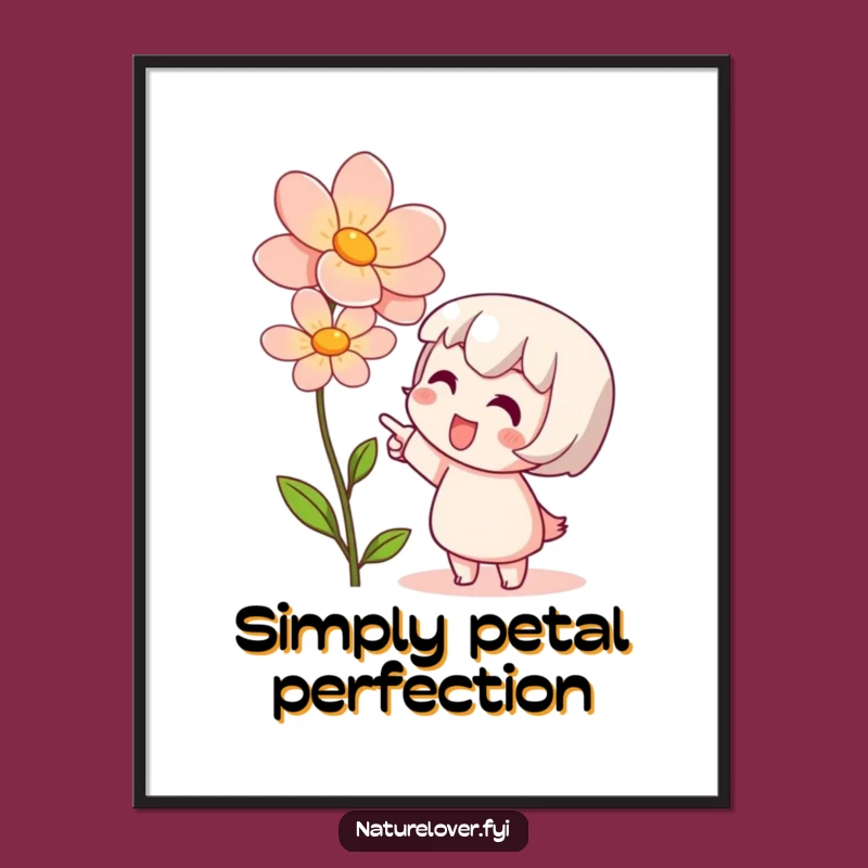 Funny Wall Art Poster: Cute Character's Flower Admiration, Inspiring Nature Decor Gift