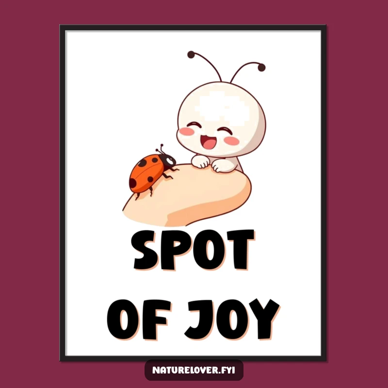Joyful Funny Ladybug Art Poster: Small Character Laughing, Cool Funny Gift Decor