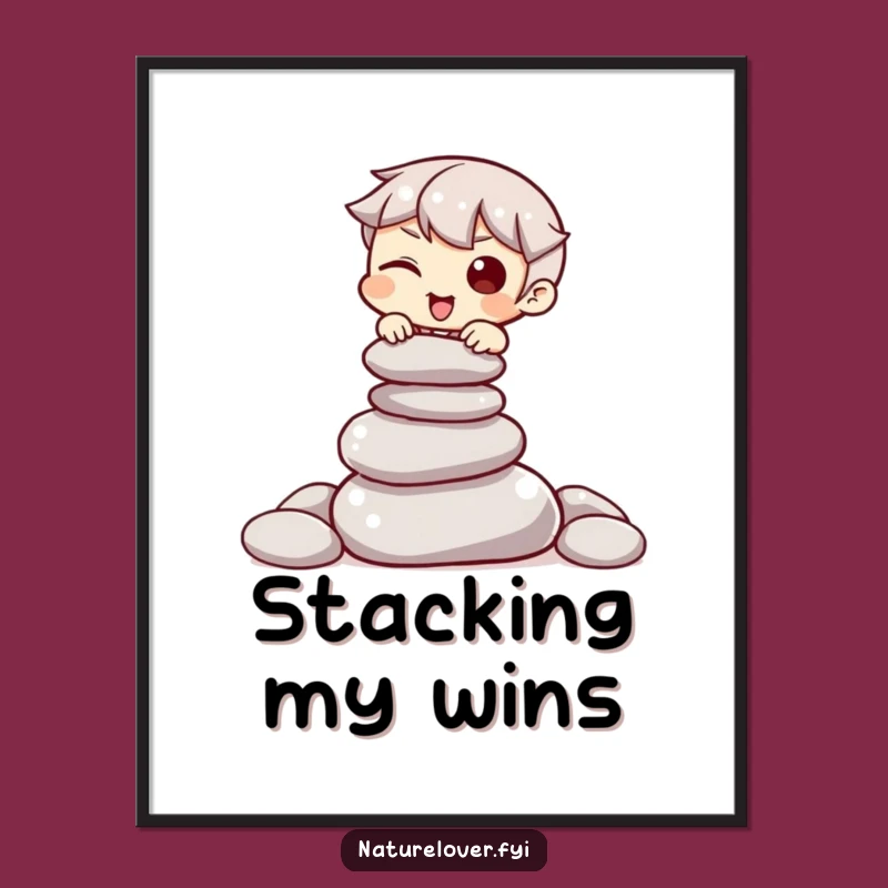 Funny Stone Balance Poster: Witty Art for a Peaceful Space