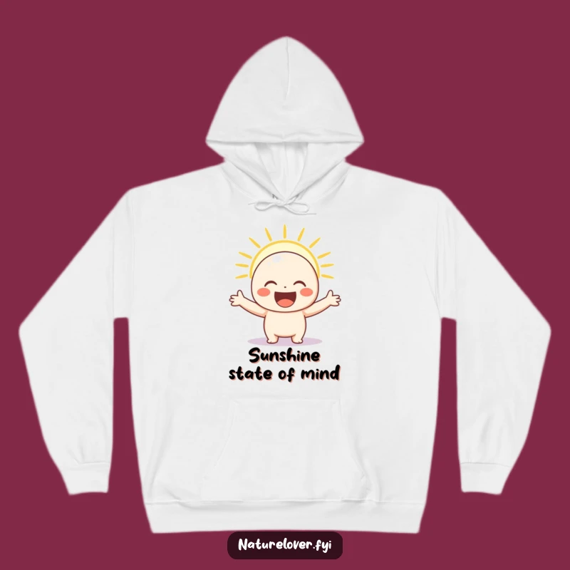 Cozy Funny Sunshine Hoodie: Happy Character Embracing Light, a Great Funny Gift.