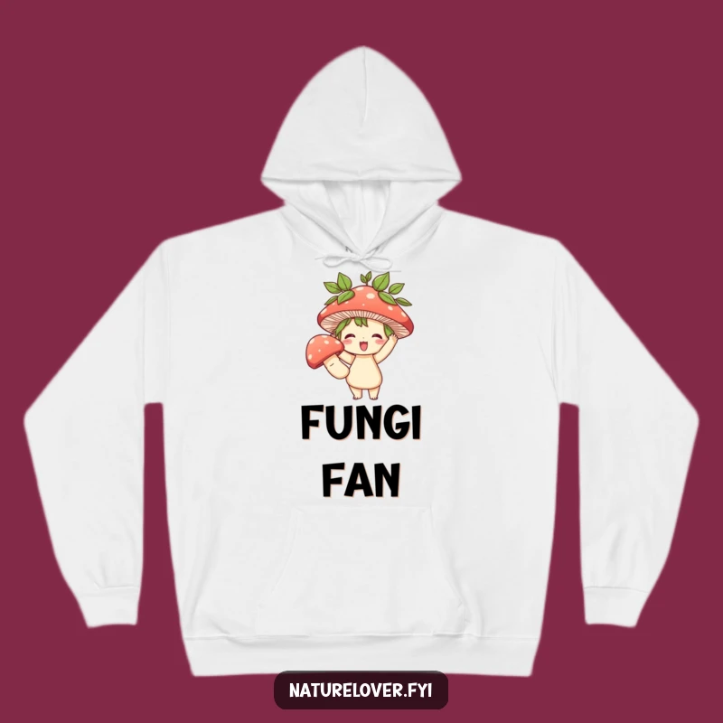 Funny Cozy Forest Hoodie: Character Holding Mushroom, Warm and Hilarious Nature Gift