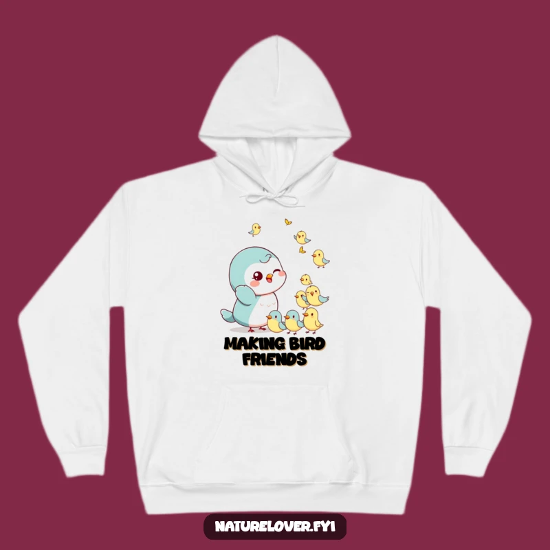 Funny Bird Wisher Hoodie: Playful Character's Cheerful Flock Surprise Sweatshirt