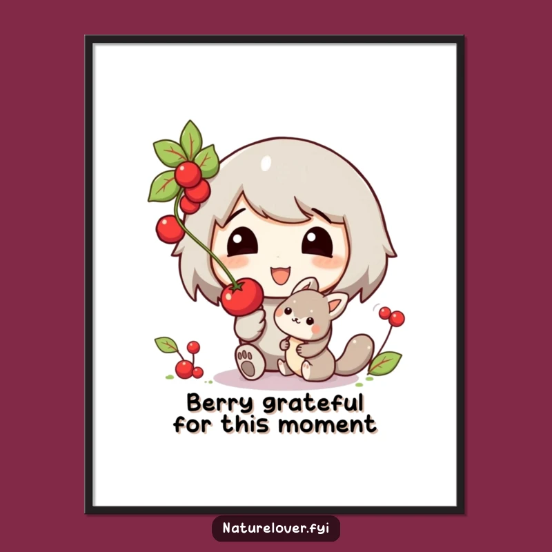 Free Printable Wall Art: Whimsical Character & Berry Friend, Funny Downloadable Decor