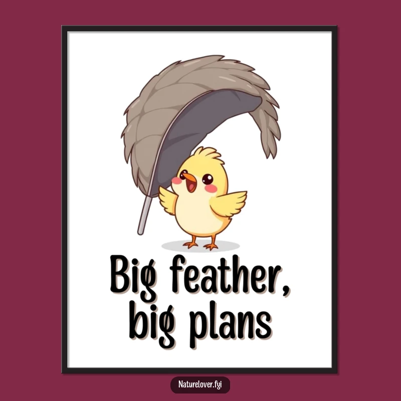 Free Printable Wall Art: Bird Builds Nest with Giant Feather, Quirky Decor